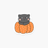 Cat On A Pumpkin Sticker